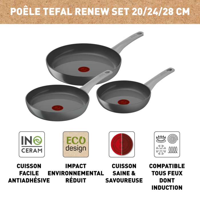 Renew On, Set 3 poêles 20/24/28 cm