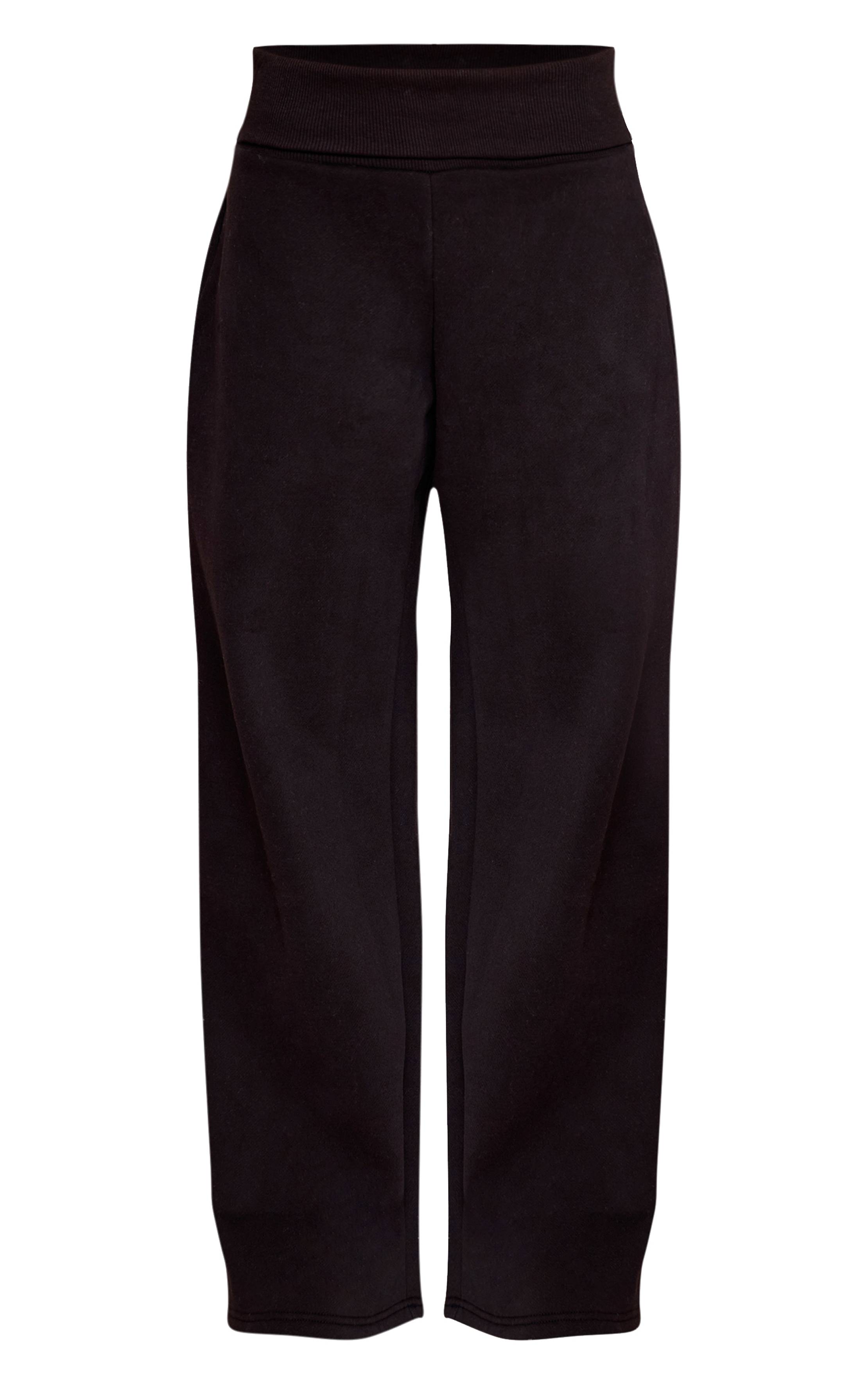 Noir Joggers À Taille Repliée Et Jambes Larges