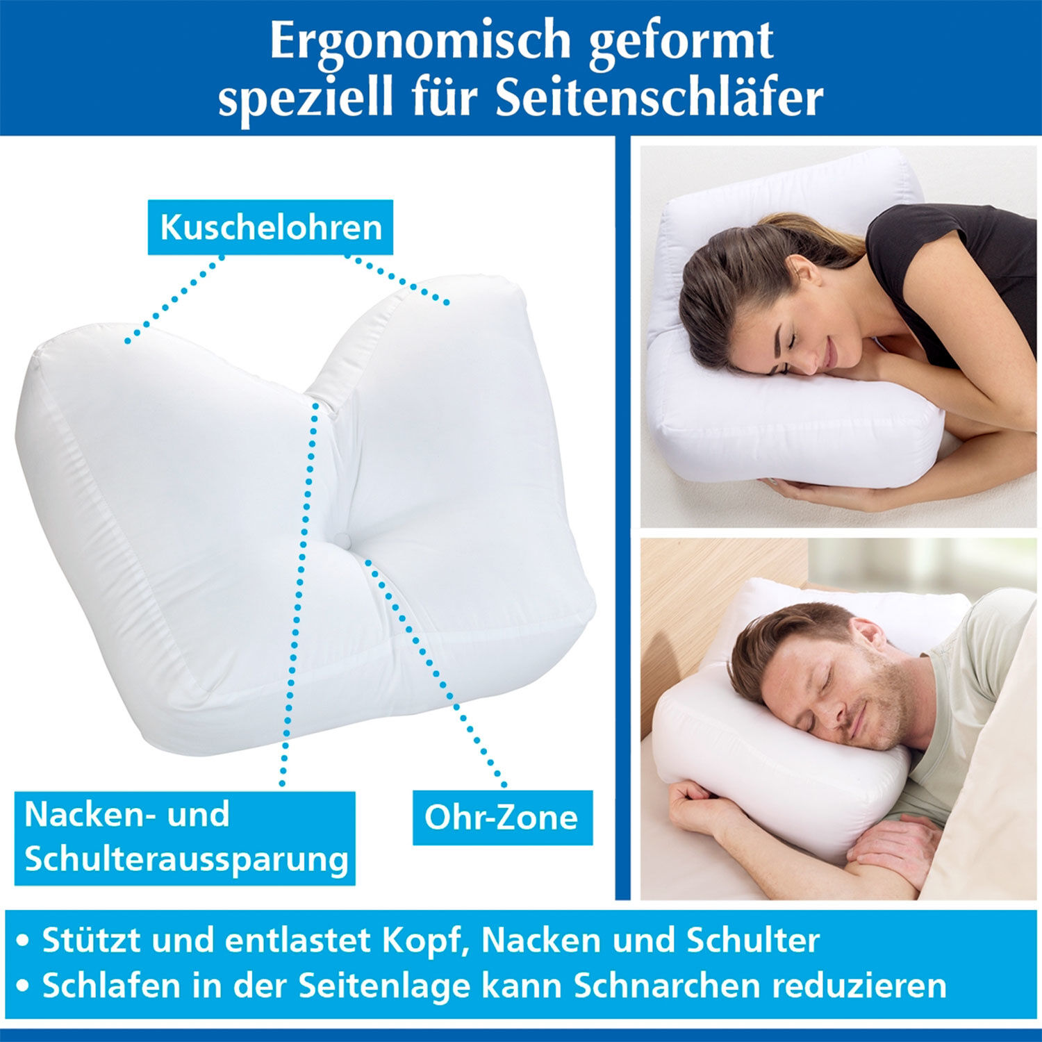 Seitenschläferkissen mit Baumwollbezug