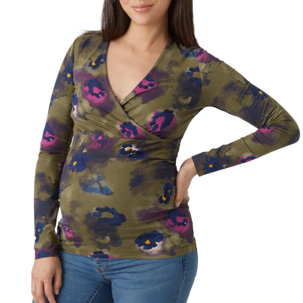Mamalicious T-Shirt Manches Longues de Grossesse Kaki/Rose Femme Mamalicious Landrea