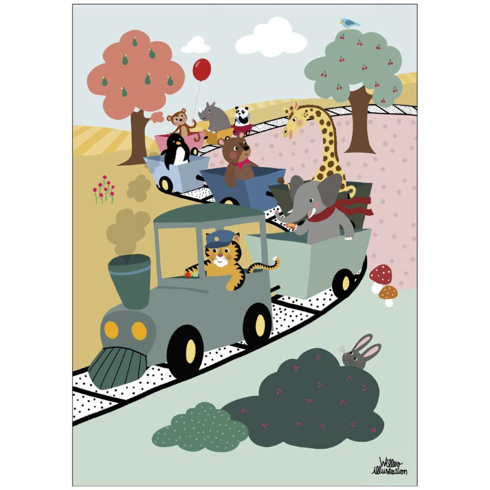 Køb Poster & Frame Willero Illustration - Adventure Train