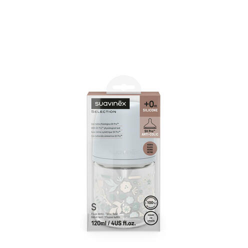 Biberon verre 120ml tétine SXPro S Wonderland Bleu - SUAVINEX