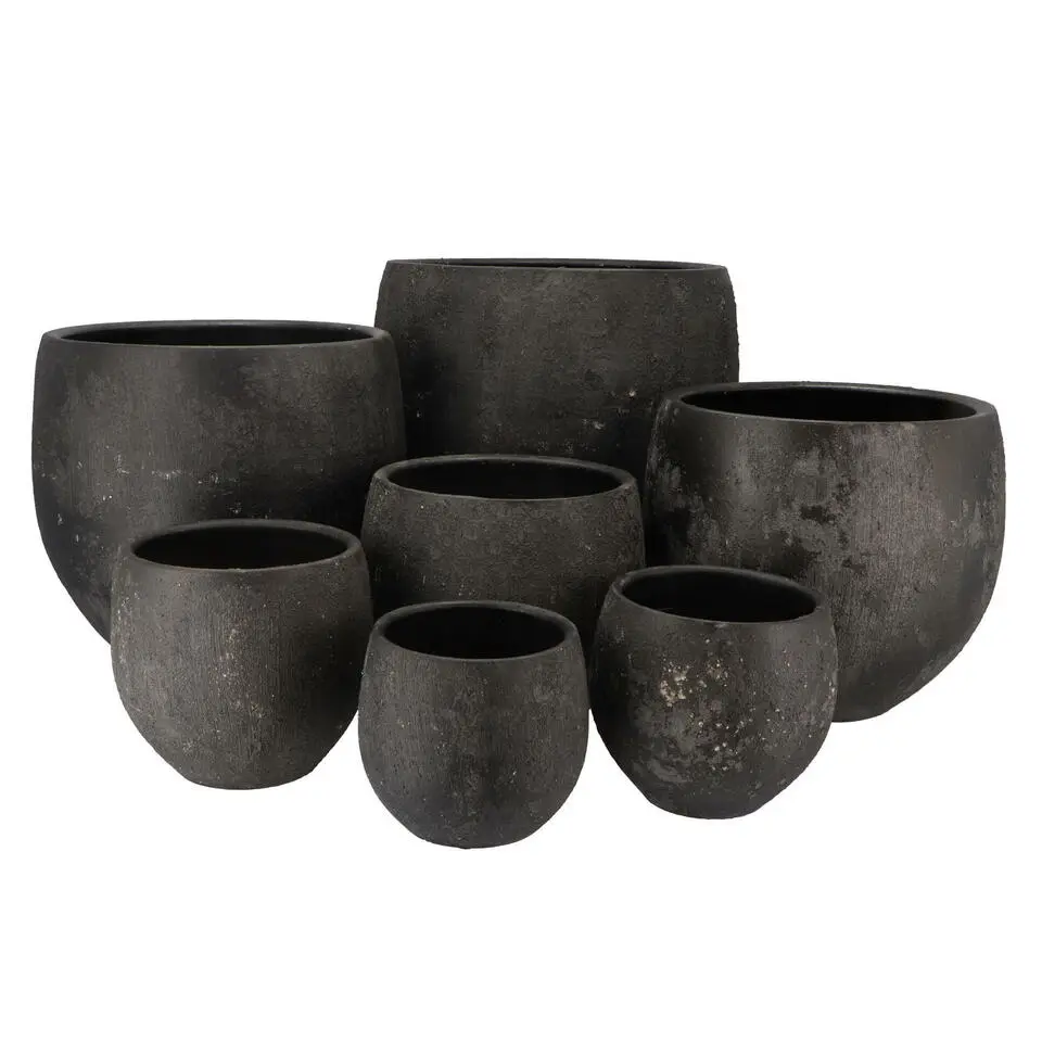 DK Design Bloempot model Maya - verweerd zwart - D14xH16 cm