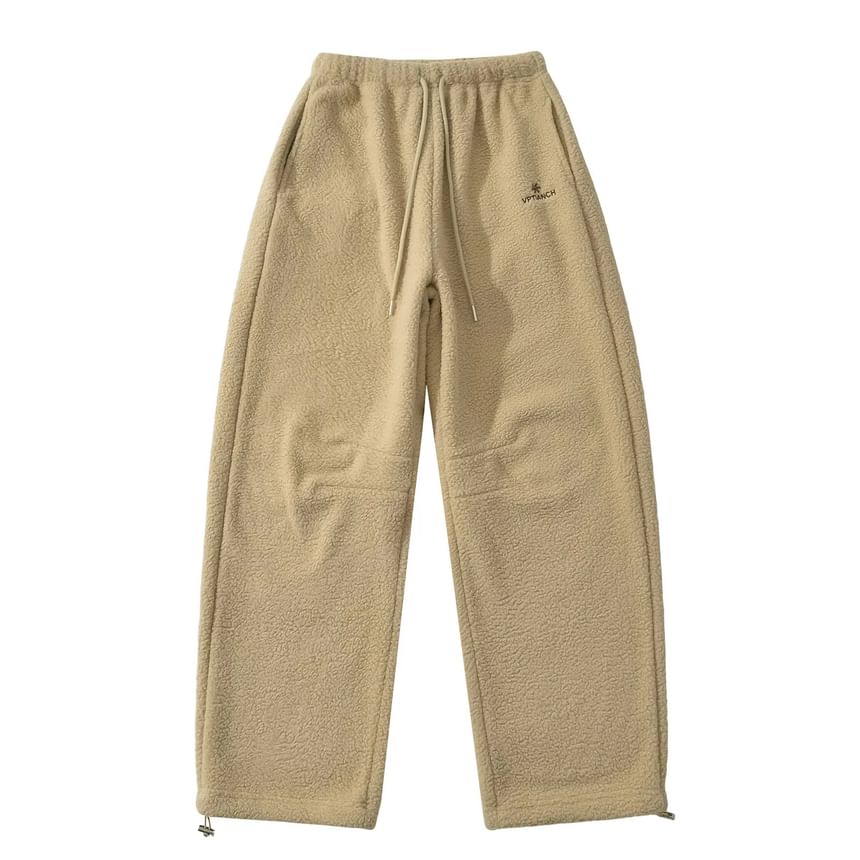 Opuscule - Fleece broek met trekkoord en geborduurde letters