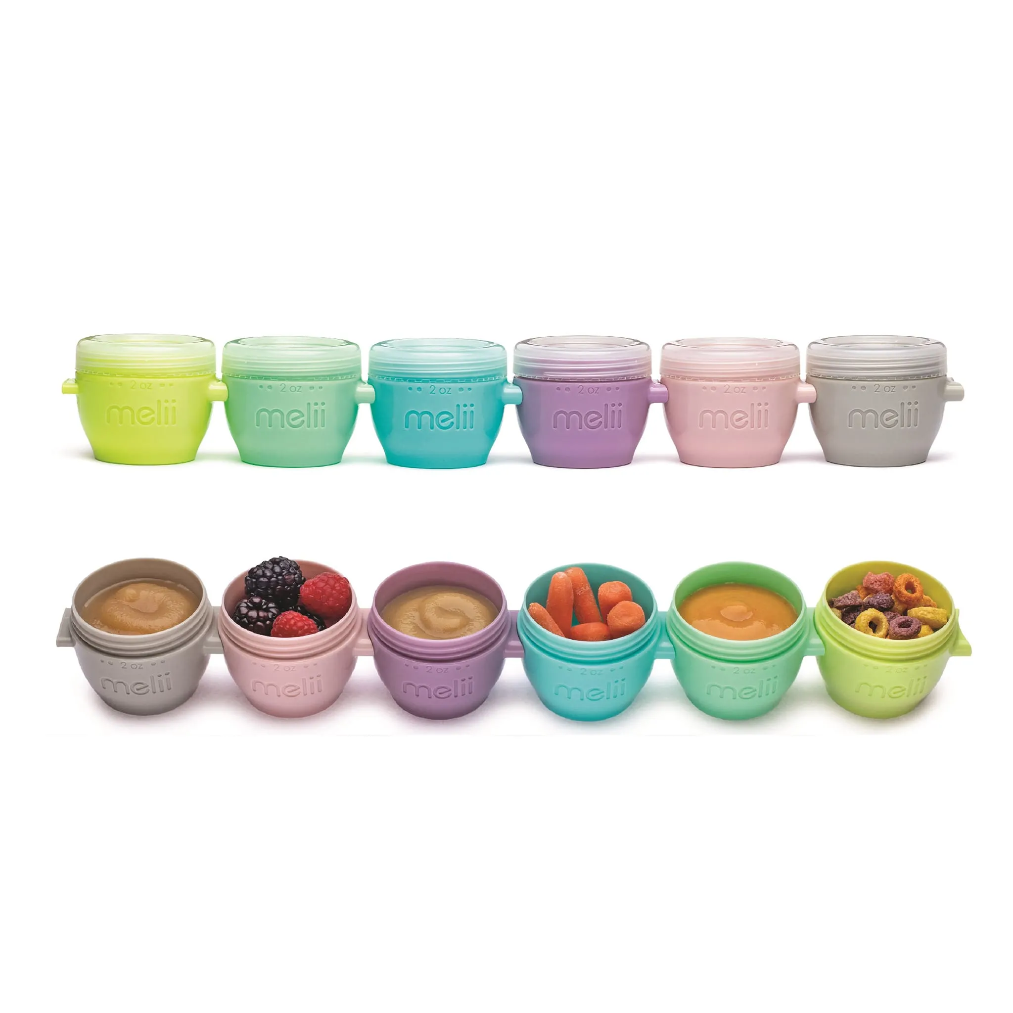 Melii Bols et Couvercles Snap & Go Pods 2oz Paquet de 6