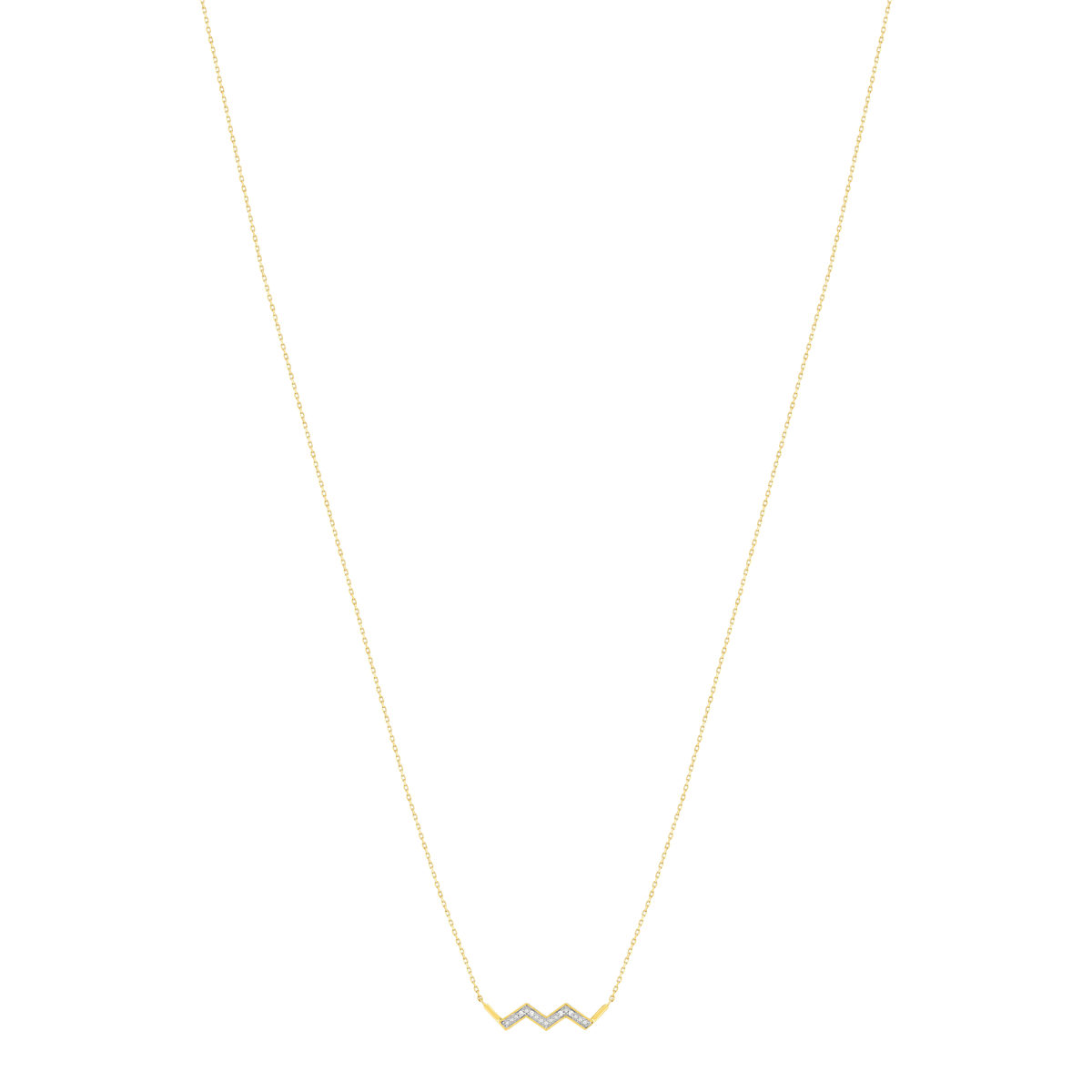 Collier or 375 2 tons diamants 42 cm, motif éclair