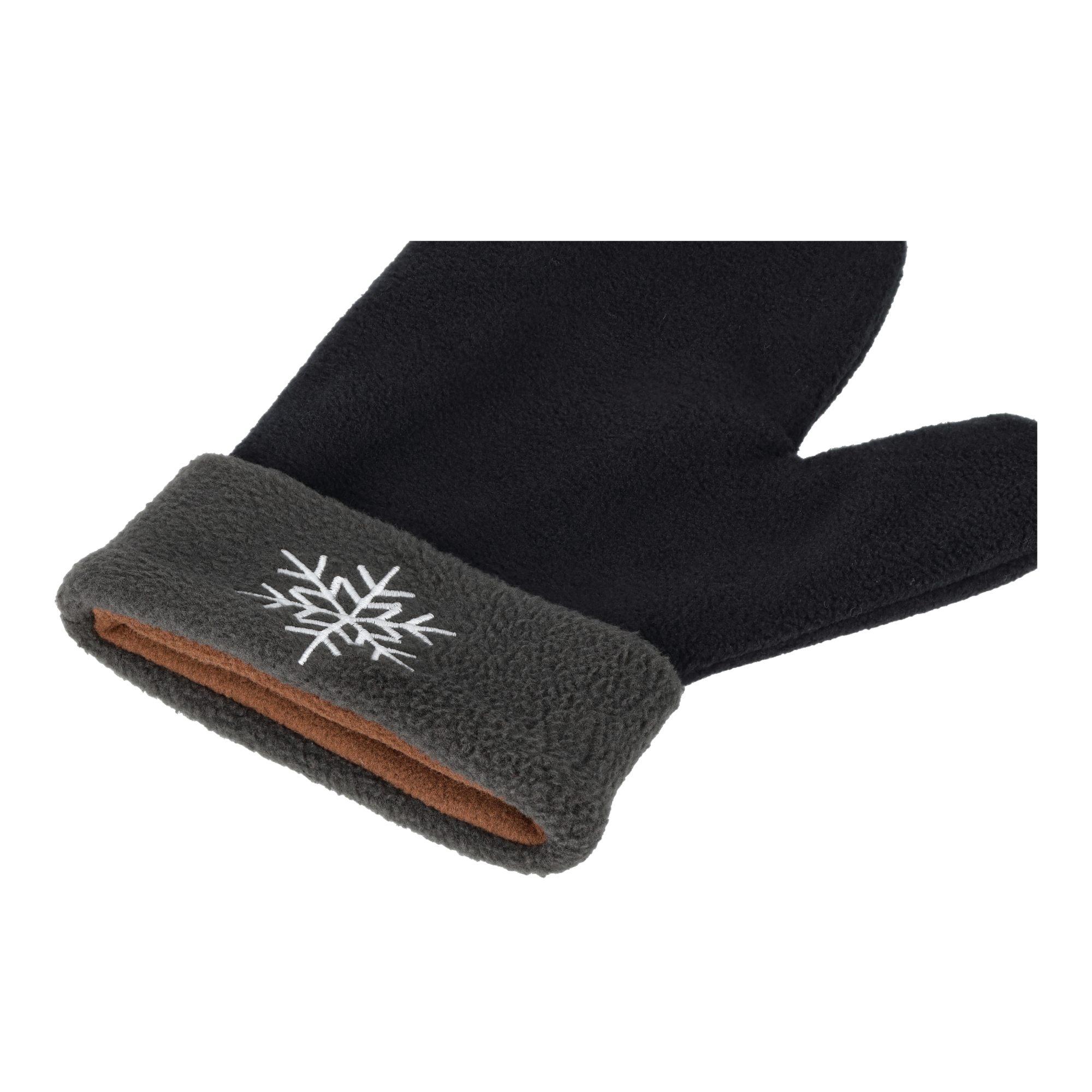 (3-tlg. Set) Kuschlige Fleece Love Winter Handschuhe Fäustlinge für Verliebte / Liebespaar (One Size) - Schwarz / Grau