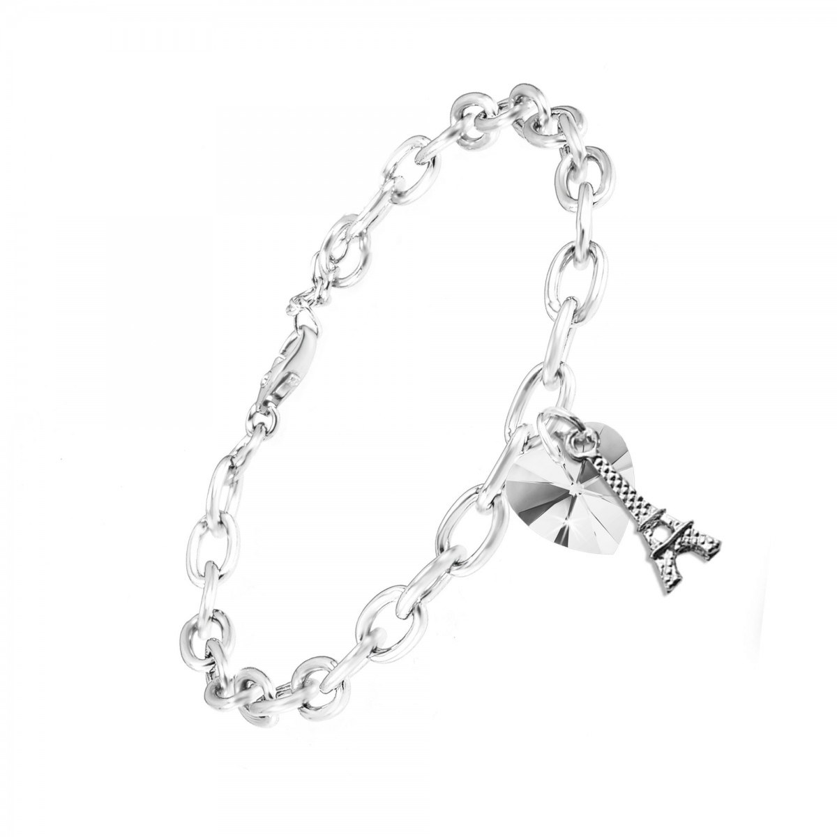 Bracelet coeur et Tour Eiffel SC Crystal orné de Cristaux scintillants