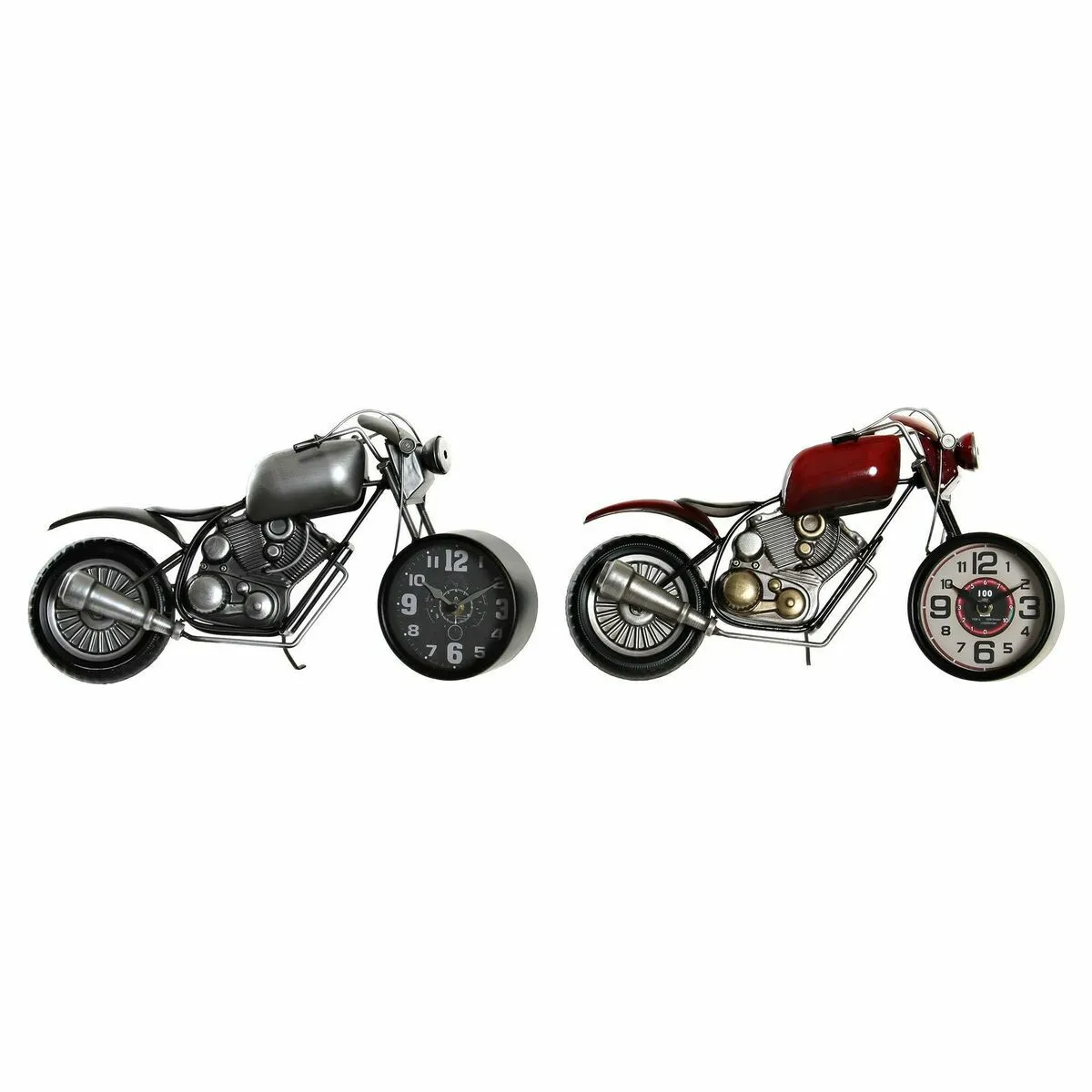 DKD Home Decor Horloge de table motocyclette - Rouge/Gris