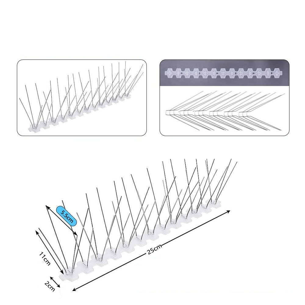 (14er Set) 25cm Edelstahl Vogel Schutz Zusammensteckbare Tauben Abwehr Spikes - Silber