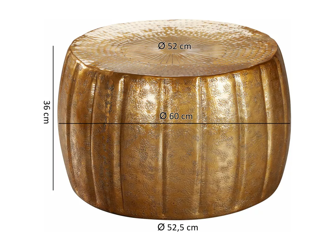 table basse JAMAL 60x36x60 cm aluminium table d'appoint or oriental rond | Table basse plate en métal | Table de salon design moderne | Table basse table basse