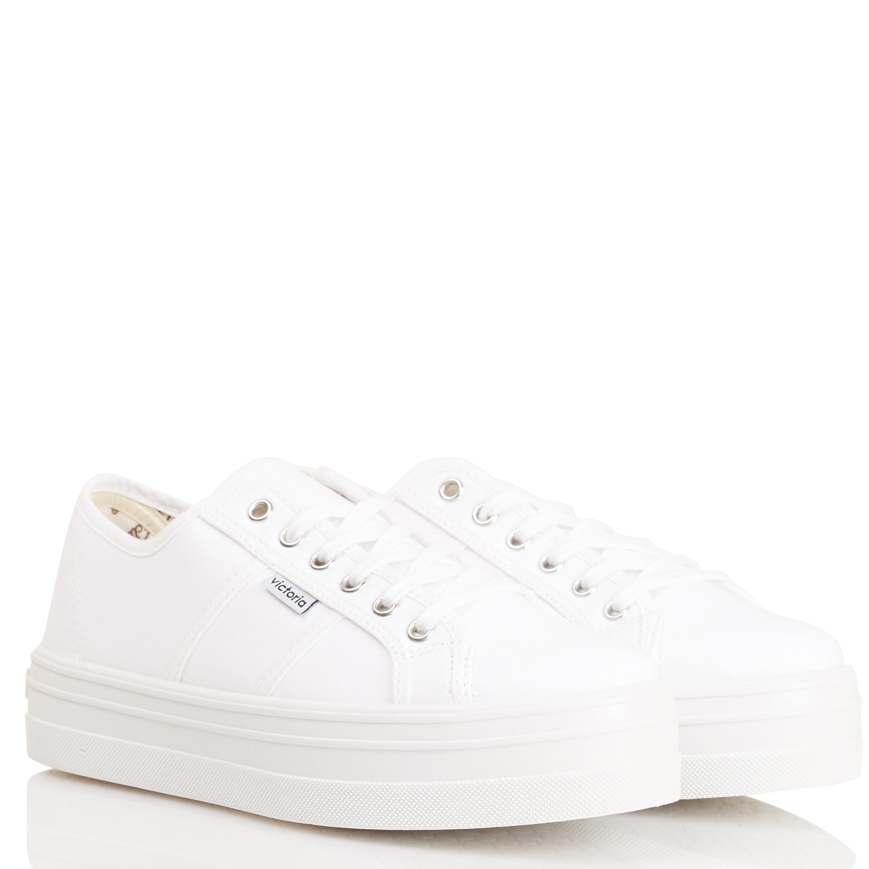 BARCELONA LONA - Baskets basses à plateforme en toile de coton | Blanc