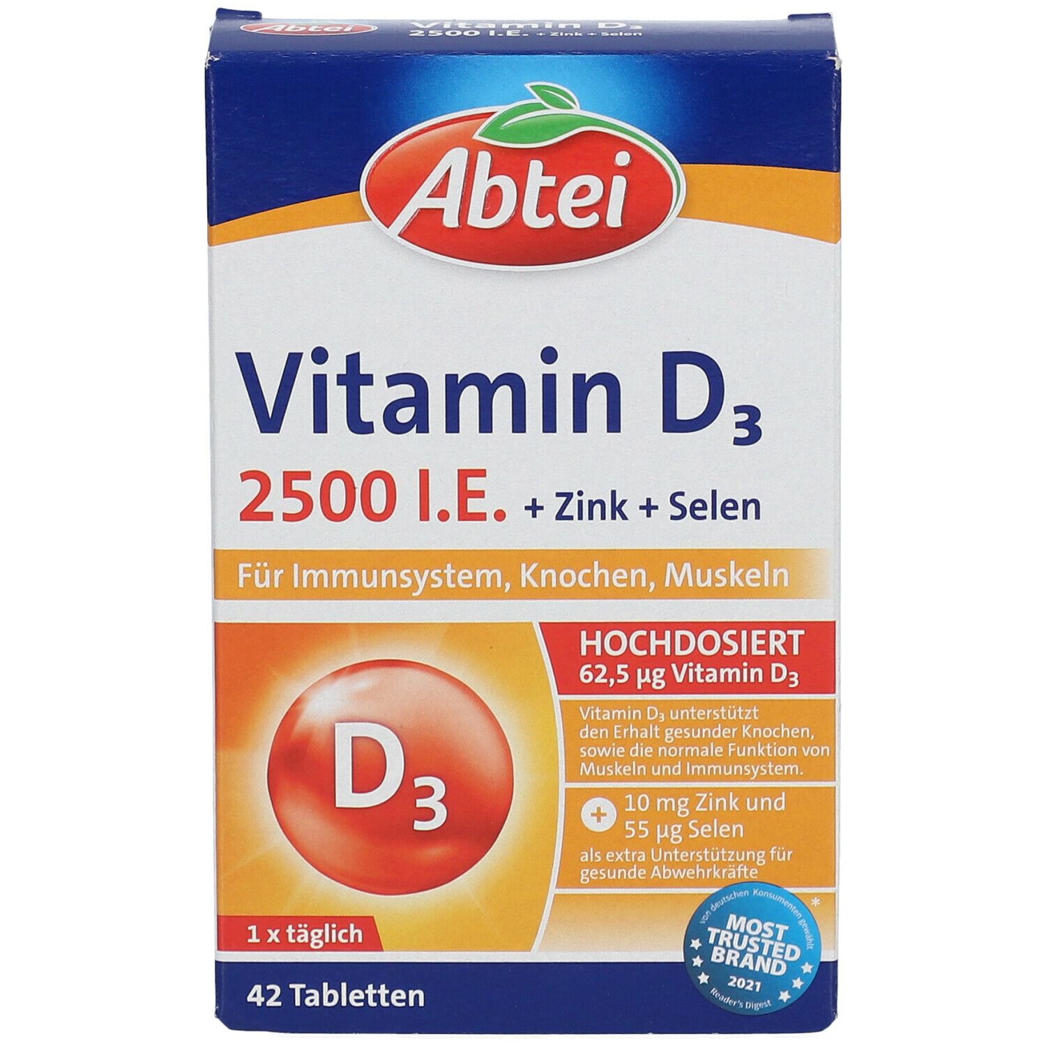 Abtei Vitamin D3 2500 I.E + Zink + Selen