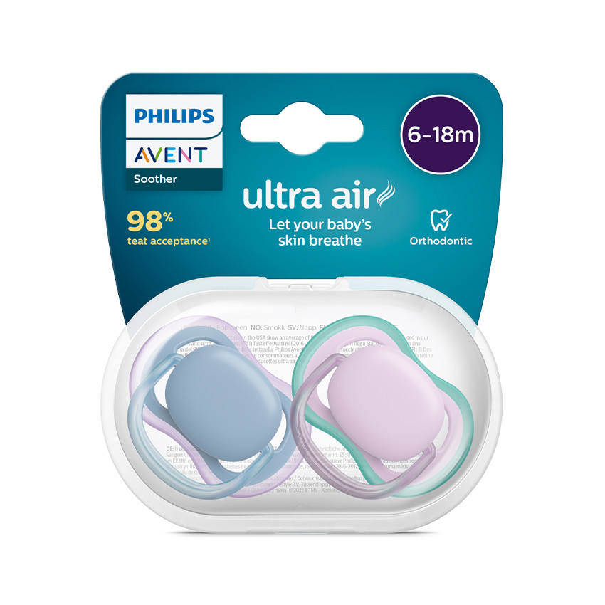 Lot de 2 sucettes silicone Ultra Air 6-18M (modèles aléatoires)