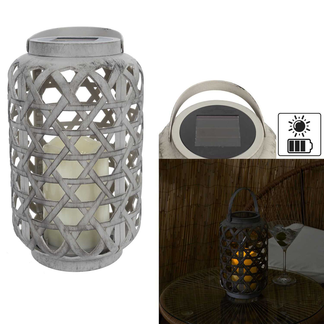 Home Deco Factory Lampe déco solaire effet bougie marron - 14x24x14 cm