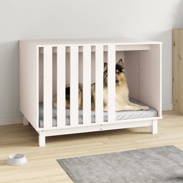Casota para Cães 100x70x72 cm Madeira de Pinho Maciça Branco - 822492