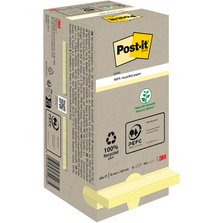 Bloc-note adhésif jaune Recycling 76 x 76 mm - bloc de 100 feuilles - 18+6 GRATUIT