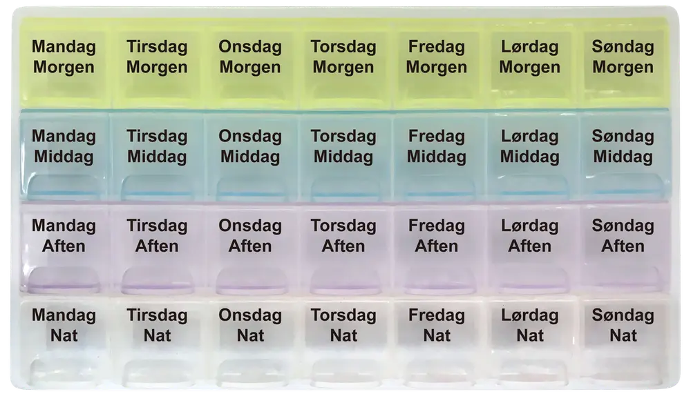 Pilleæske med 28 rum