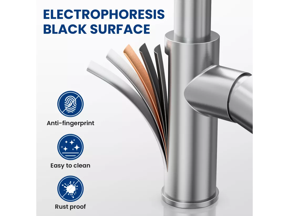 2PCS Mitigeur Cuisine à Ressort avec 2 Modes de Sortie D'eau Mitigeur de Evier avec Douchette Extractible Robinet Cuisine Pivotant à 360° Brossé