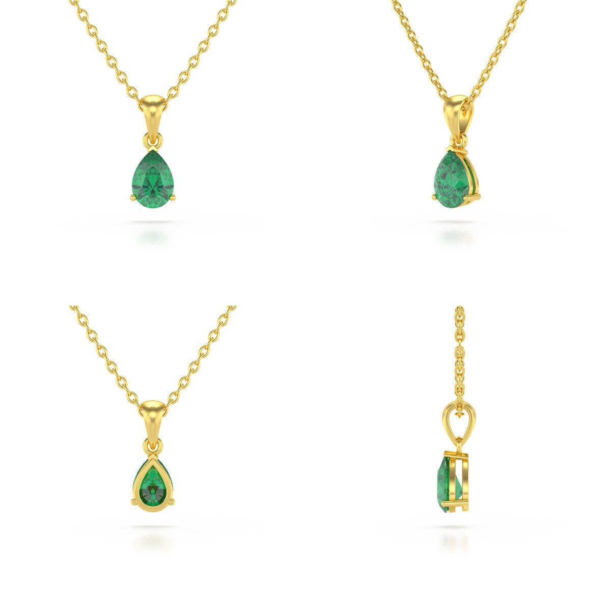 Collier Pendentif ADEN Or 585 Jaune Emeraude Chaine Or 585 incluse 0.49grs
