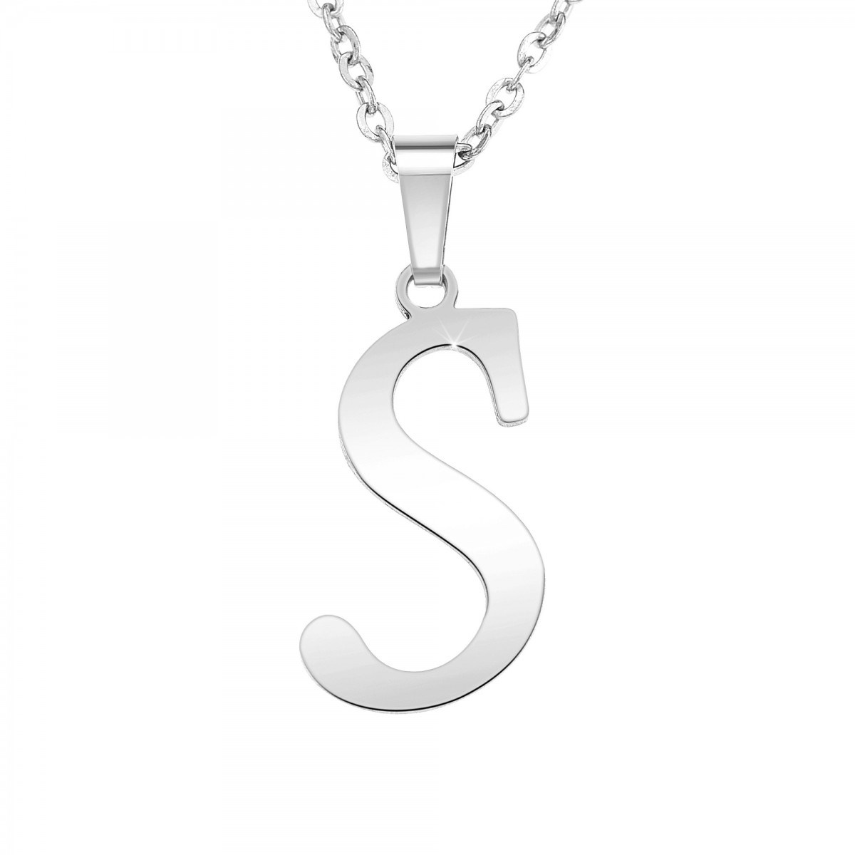 Collier alphabet lettre S en acier inoxydable par SC Bohème