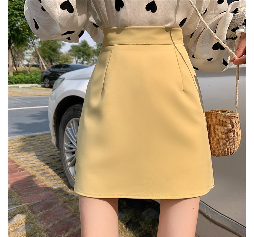 Seven Fairies - Hoge taille effen mini A-lijn rok