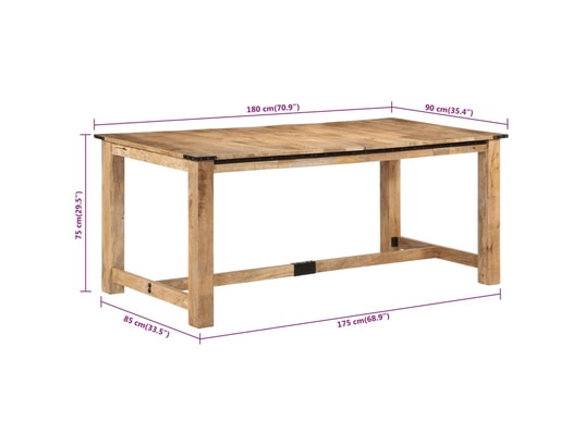 VIDAXL - Porte parapluie Table à dîner 180x90x75 cm bois de manguier massif