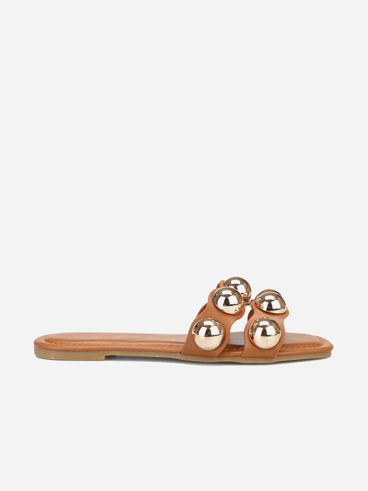 Mules à grosses perles- Camel