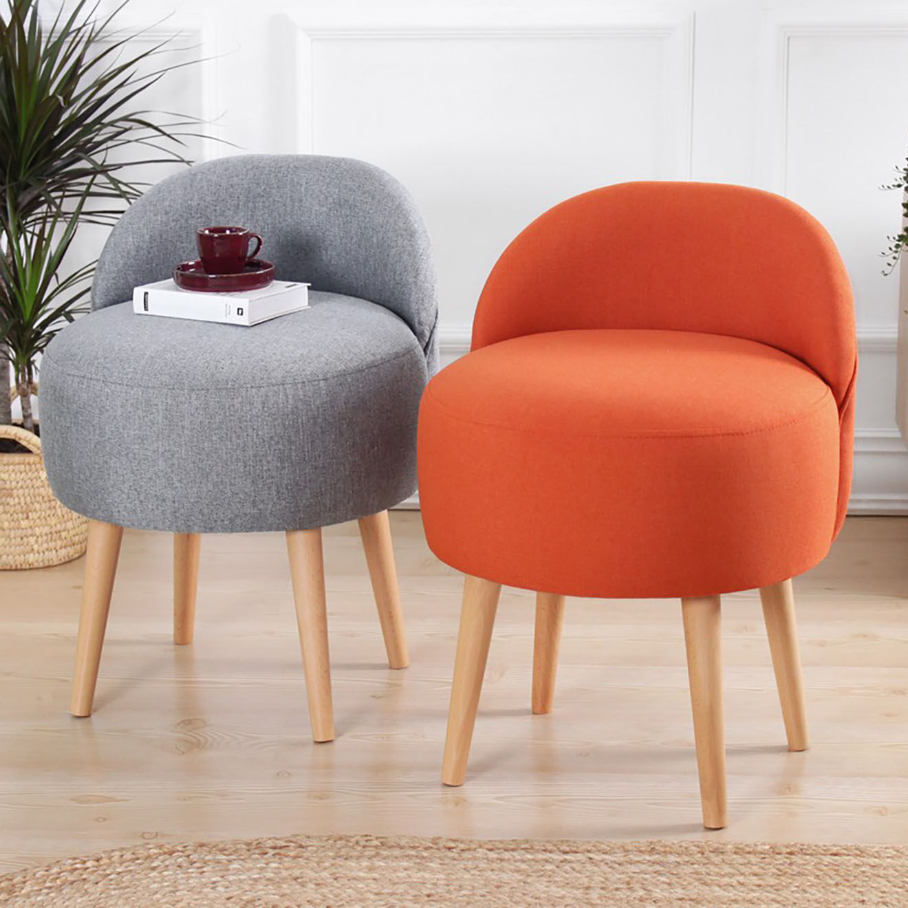 Homitis Chaise pouf Corvile orange - 64x48x42 cm