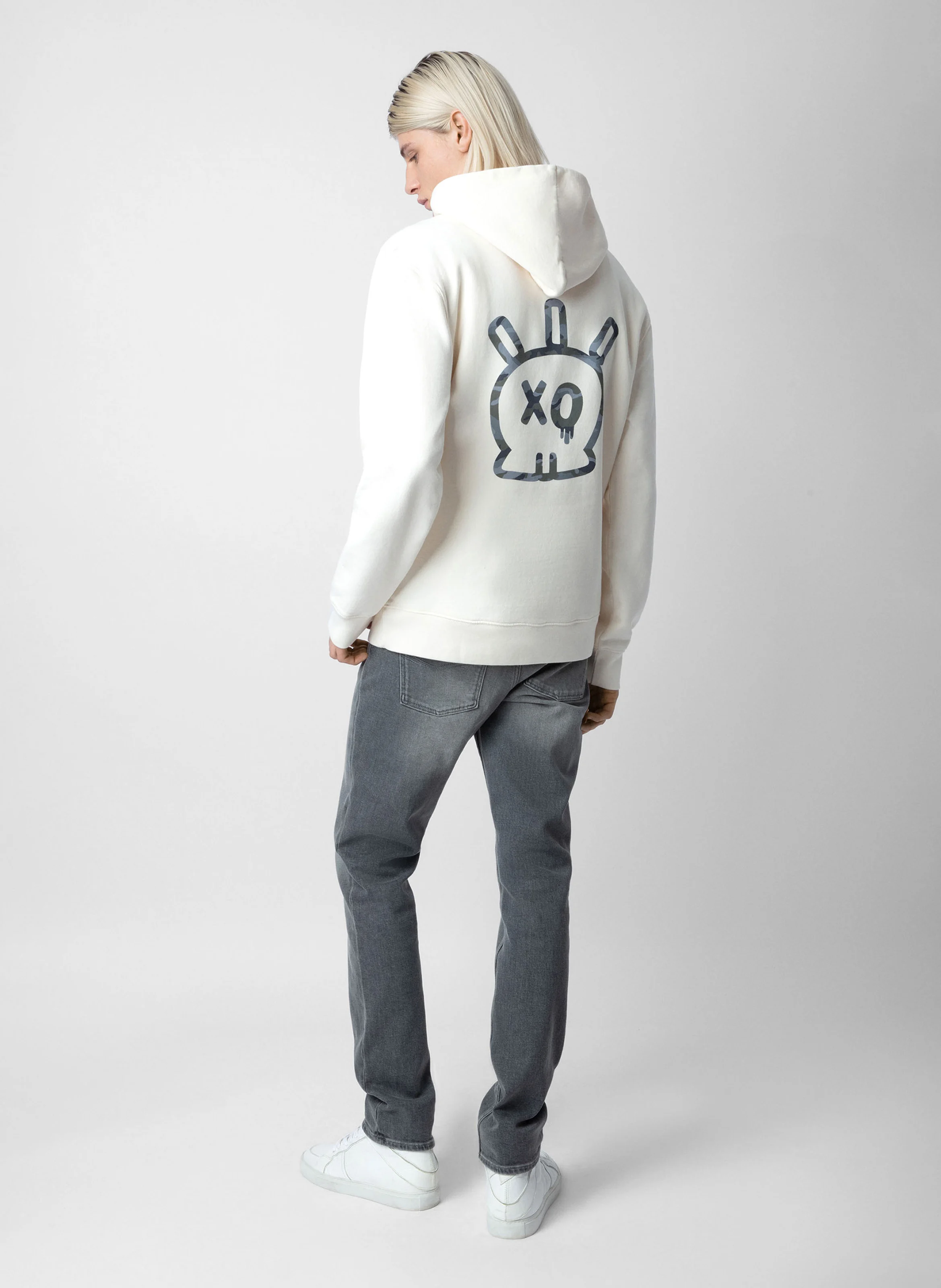 Sweat à capuche en coton imprimé | Blanc