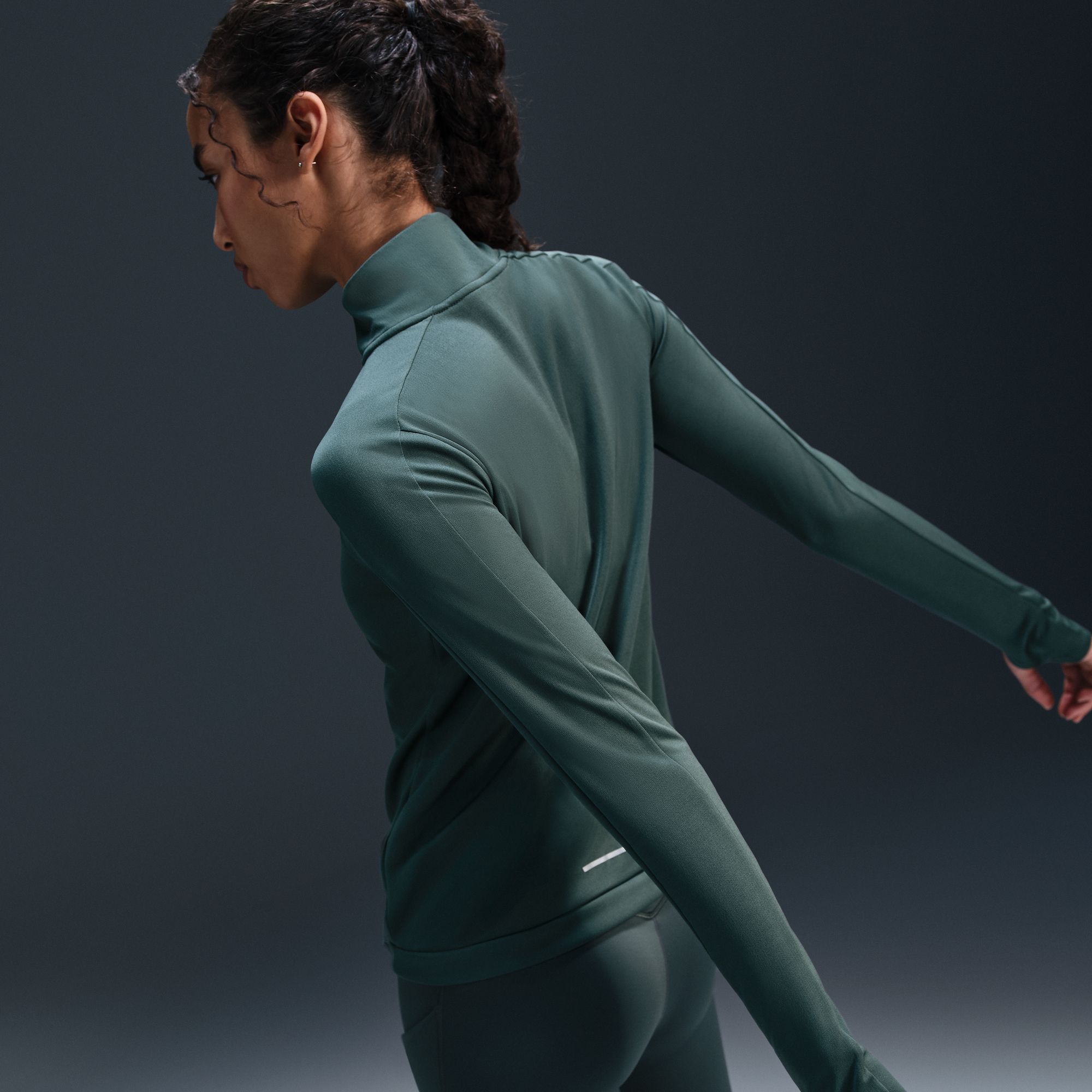 Dri-FIT Pacer 1/4 Zip Dame 338/Vintage Green/Reflective Silver