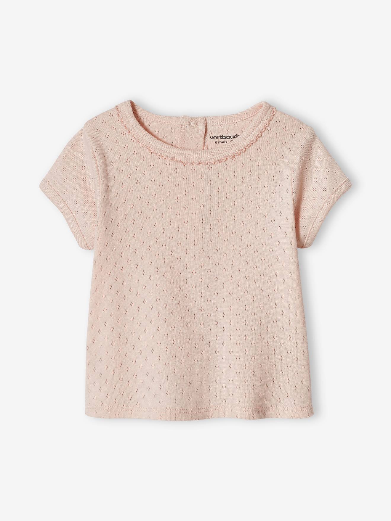 Conjunto de 2 camisetas de manga curta para bebê, rosa maquiagem