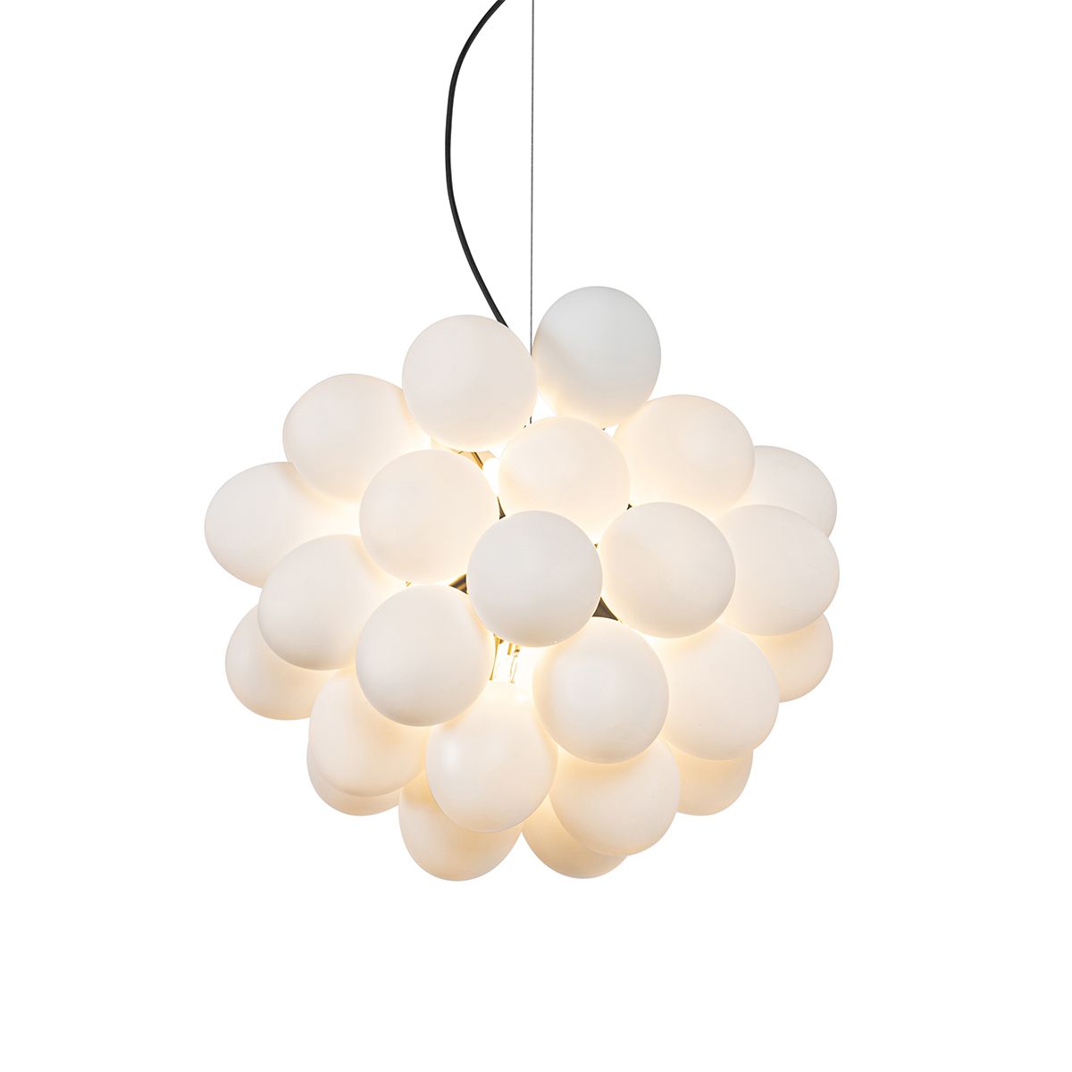 Art deco hanglamp zwart met opaal glas 8-lichts rond - Uvas