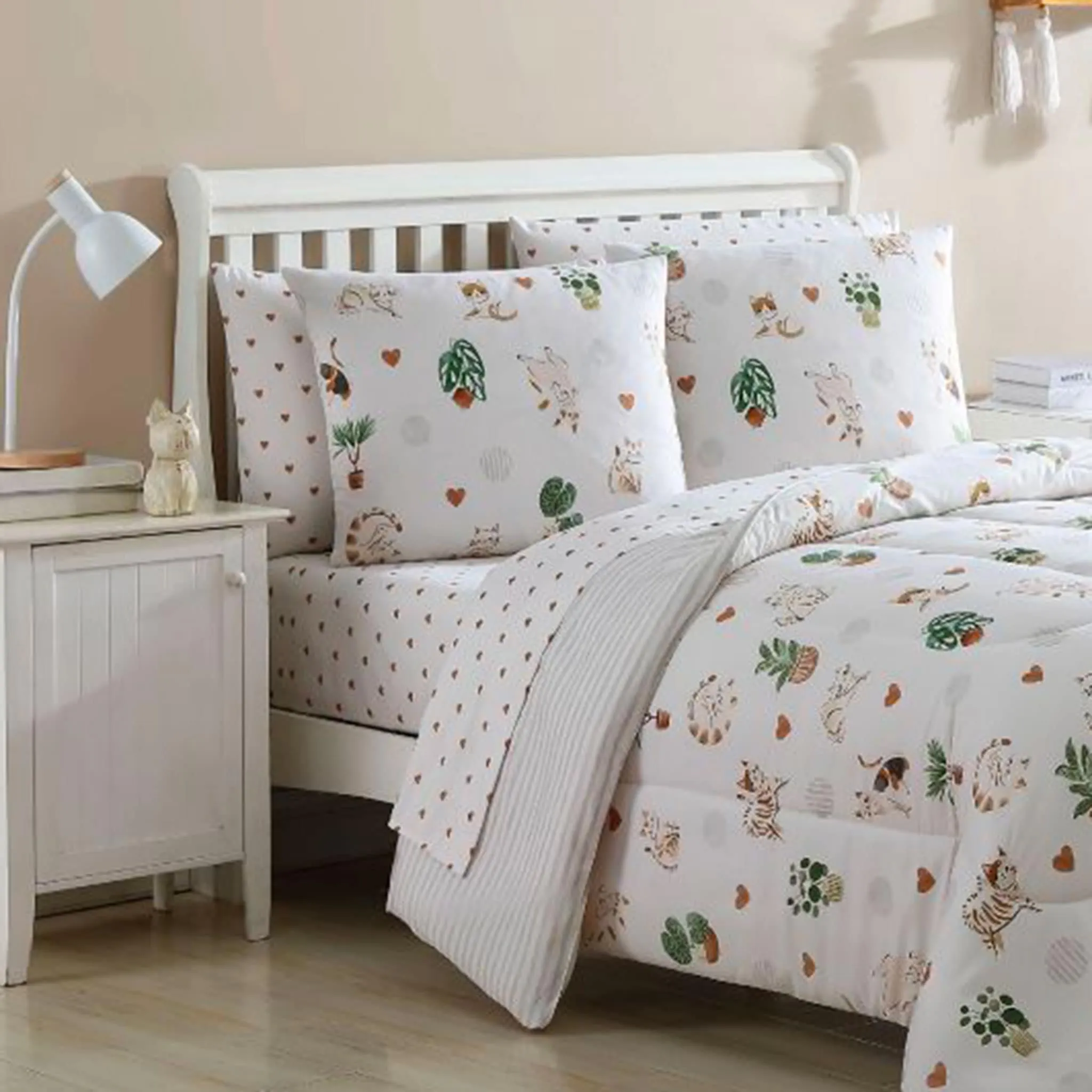 Origami Maison Ensemble Draps Lit Simple  - Coeurs