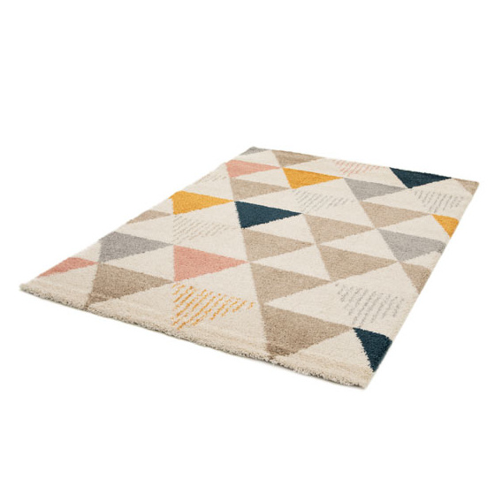 Tapis doux à poils longs - eden - triangles multicolore - 200 x 290 cm
