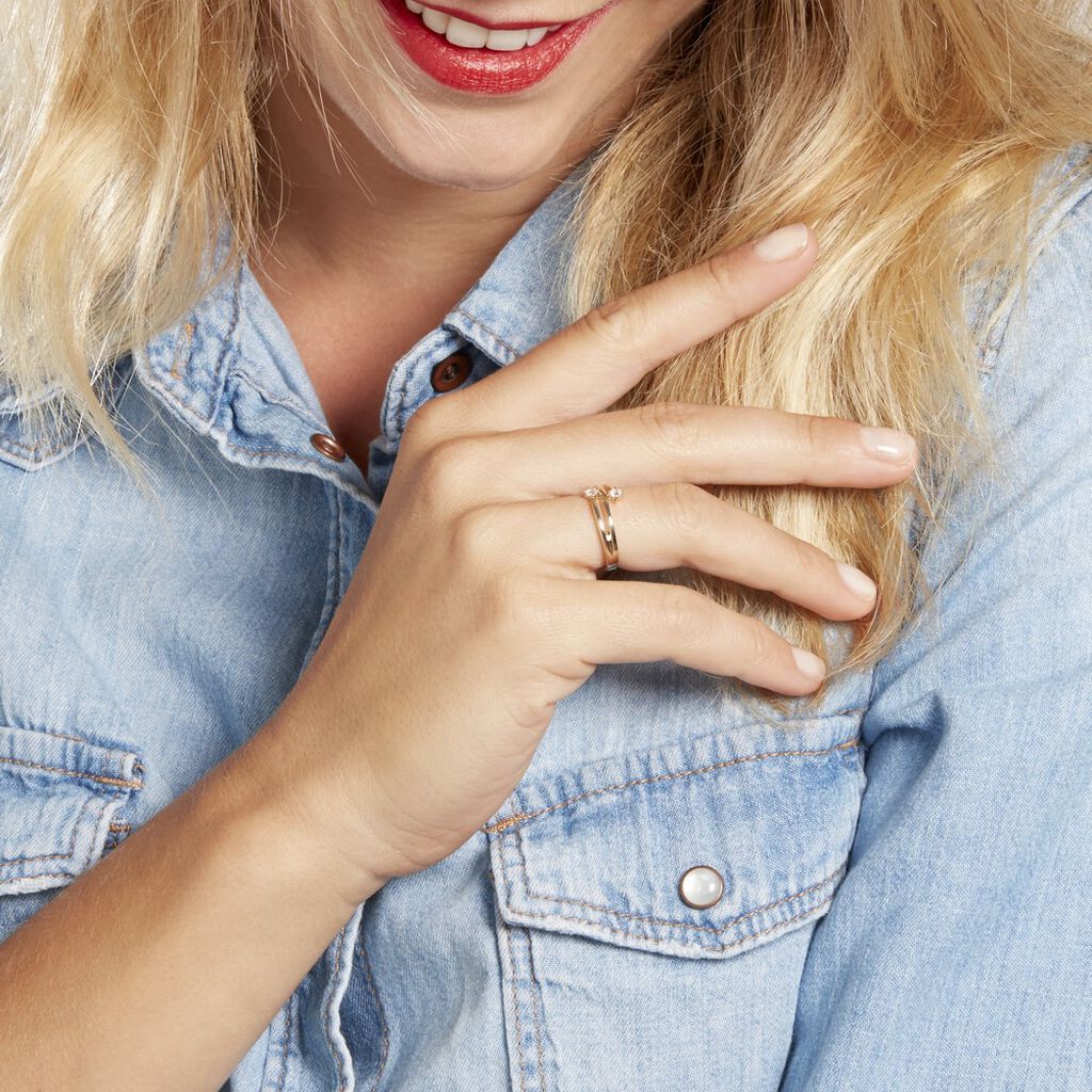 Bague Ana-lou Plaque Or Jaune Oxyde De Zirconium