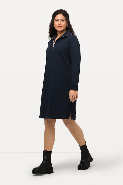 Sweatkleid, Troyerkragen, Reißverschluss, Langarm