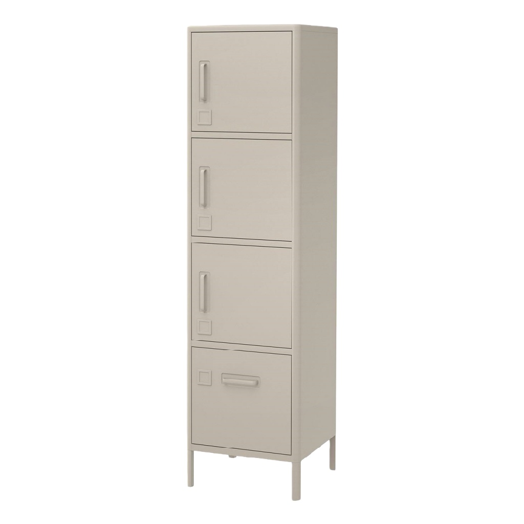 Armoire haute métallique beige à 4 compartiments