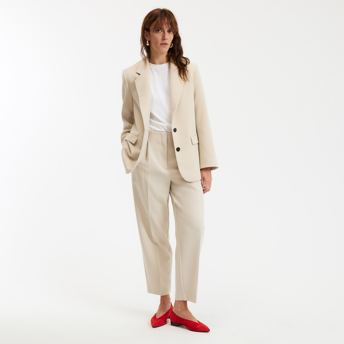 COLEÇÕES LA REDOUTE<br>Blazer de corte slim com uma única fileira de botões