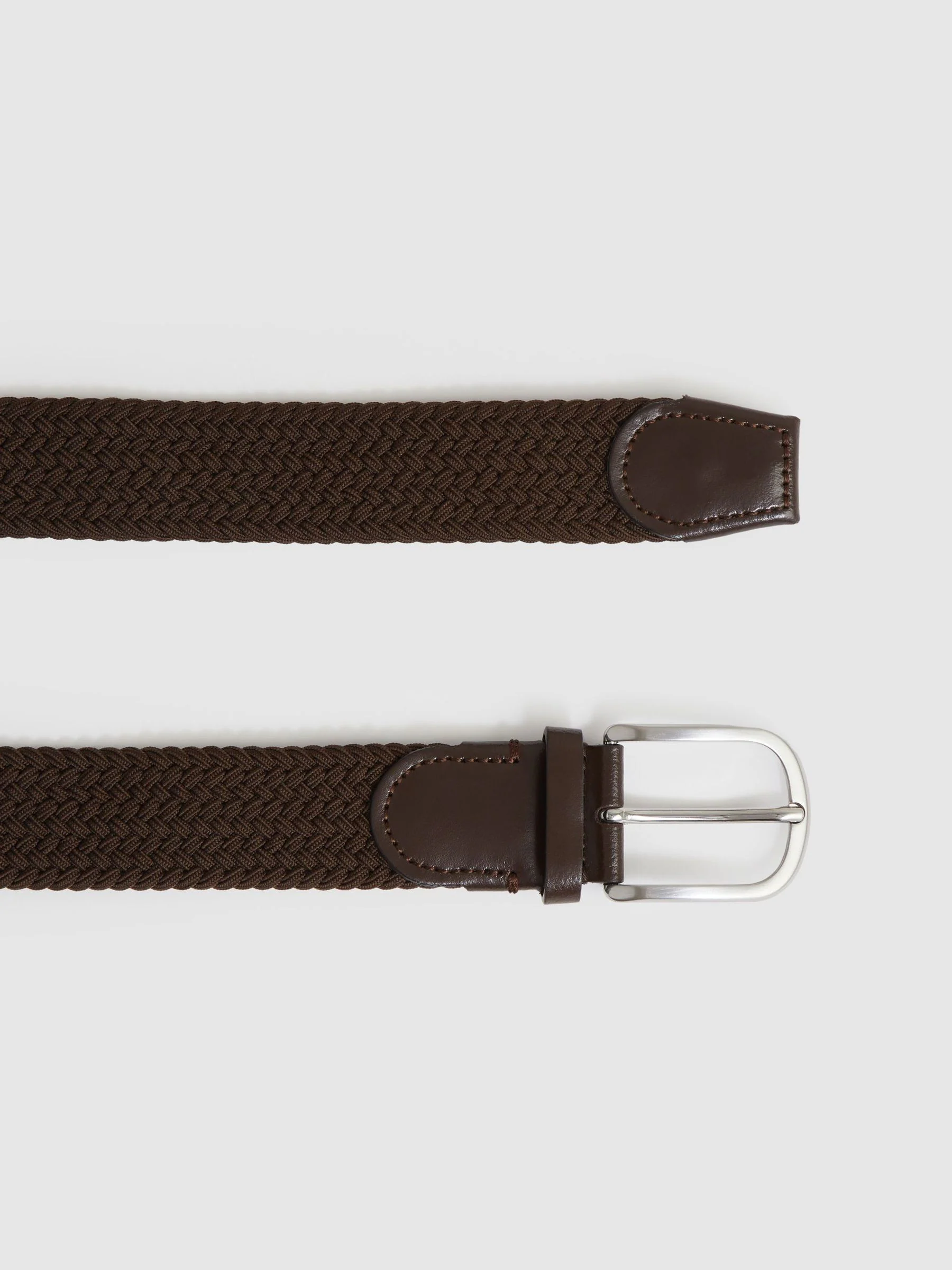 Donkerbruin - Reiss Elmont Basket Weave Belt