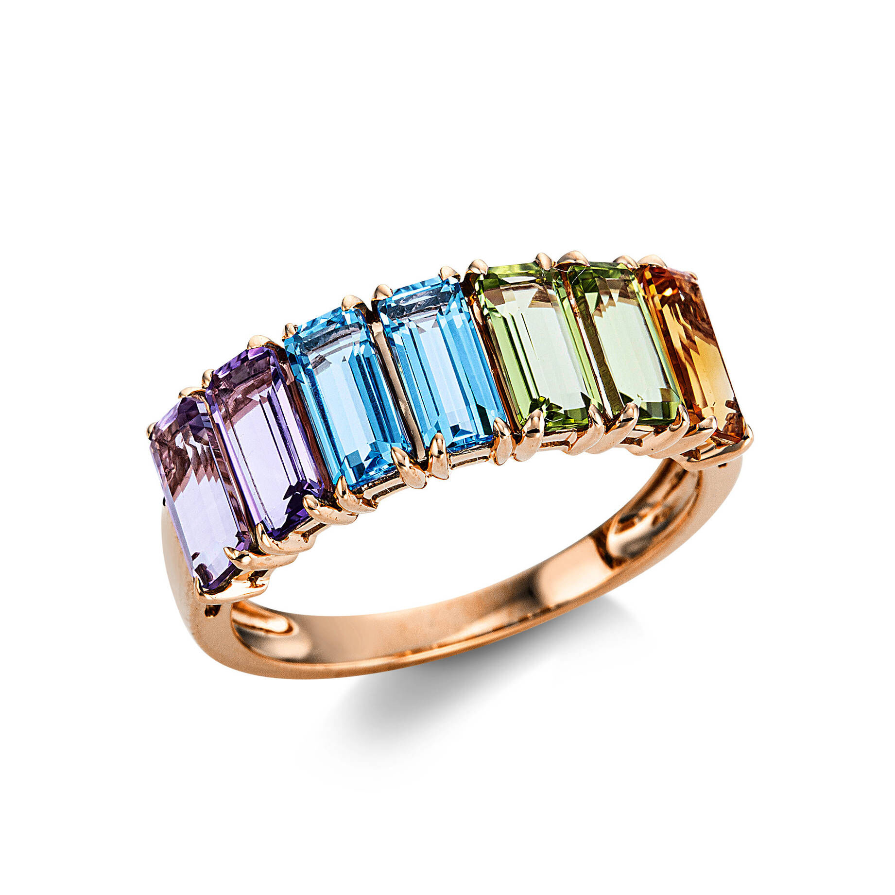 Diamond Group| Damen Goldring mit Topas, Peridot, Citrin und Amethyst