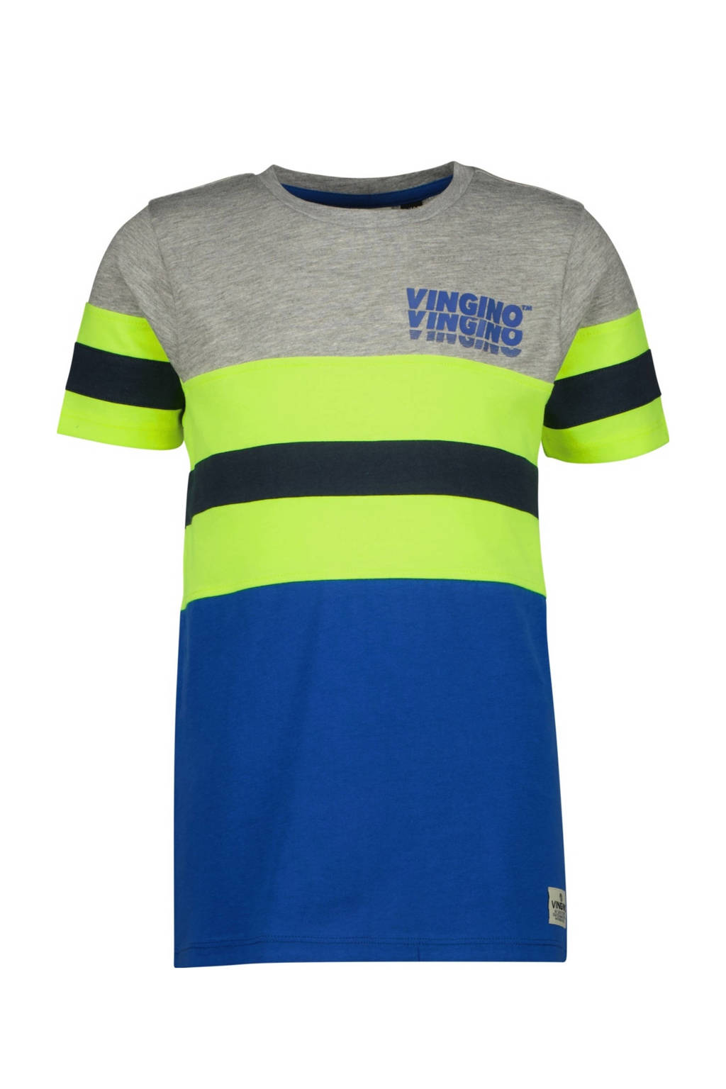 Vingino T-shirt HAVAR blauw/limegroen/grijs