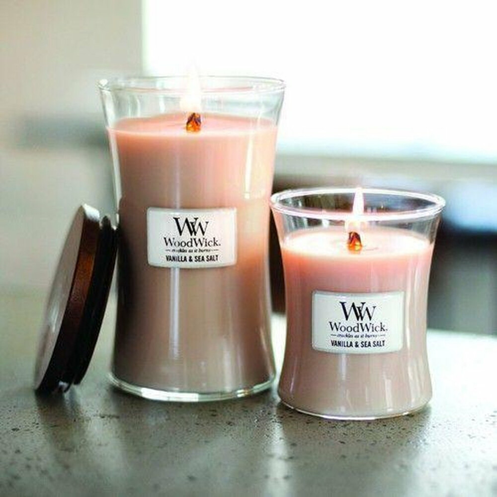 WoodWick Geurkaars Medium Vanilla & Sea Salt275 gr