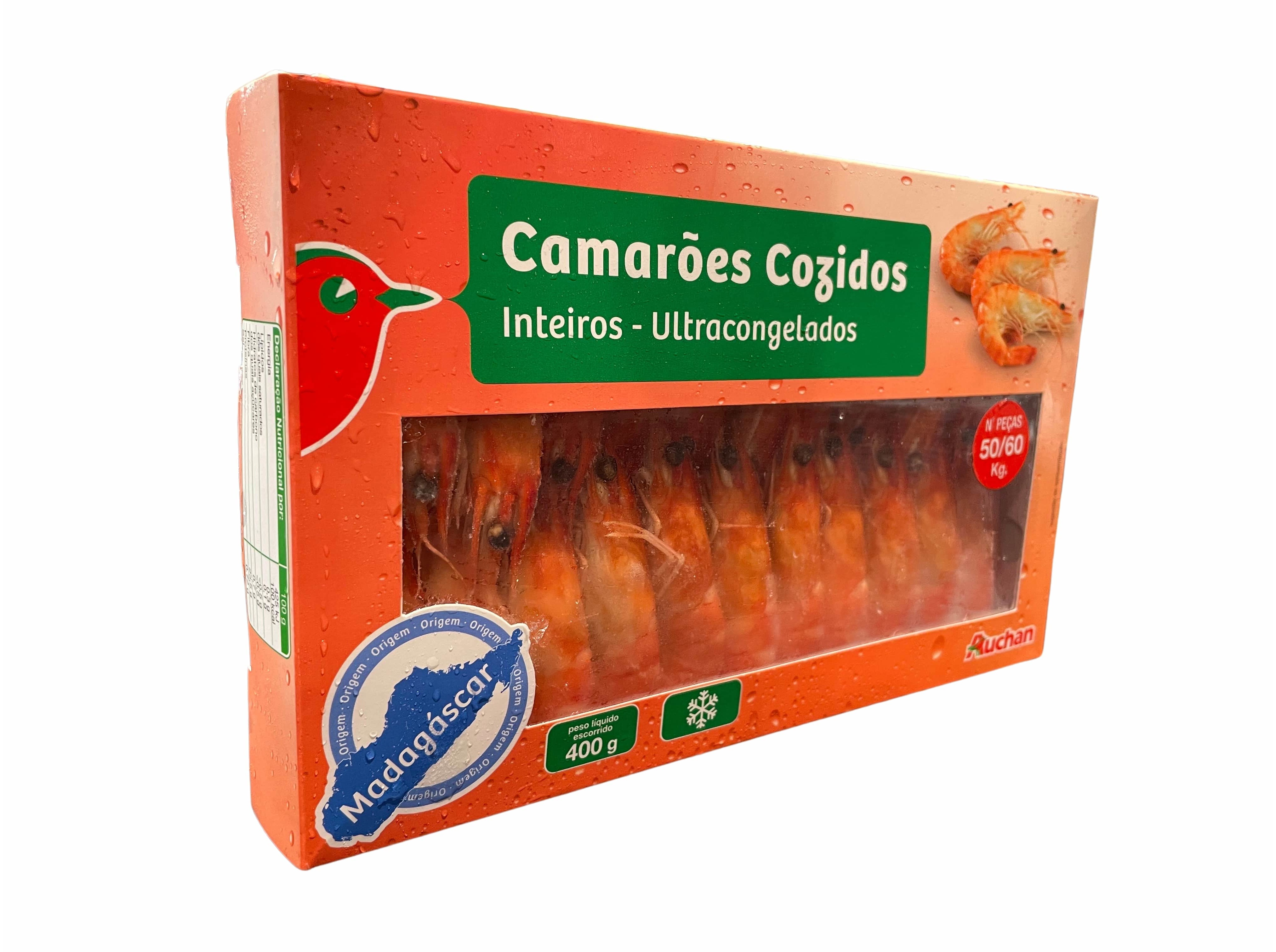 CAMARÃO AUCHAN COZIDO MADAGÁSCAR 50/60 400G
