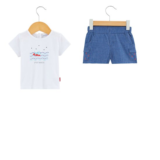 Ensemble short + t-shirt Navy Baby   Bleu/Blanc        1 mois   de               P'tit bisou