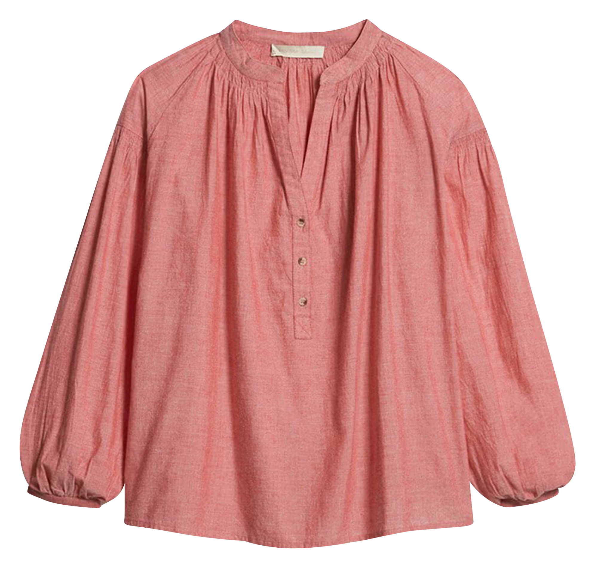 NIPOA - Blouse droite col rond en coton | Rose