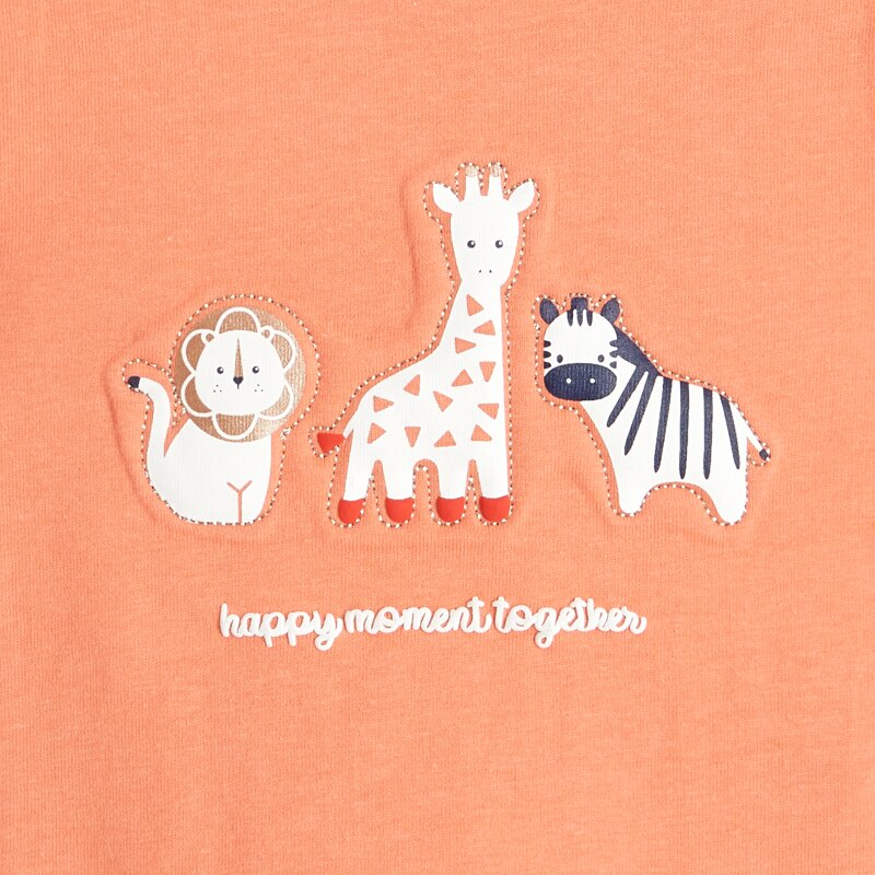 T-shirt animaux de la savane en relief orange bébé fille Orange