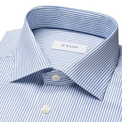 Eton Striped Signature Twill Contemporary Skjorte, Light Blue, 46