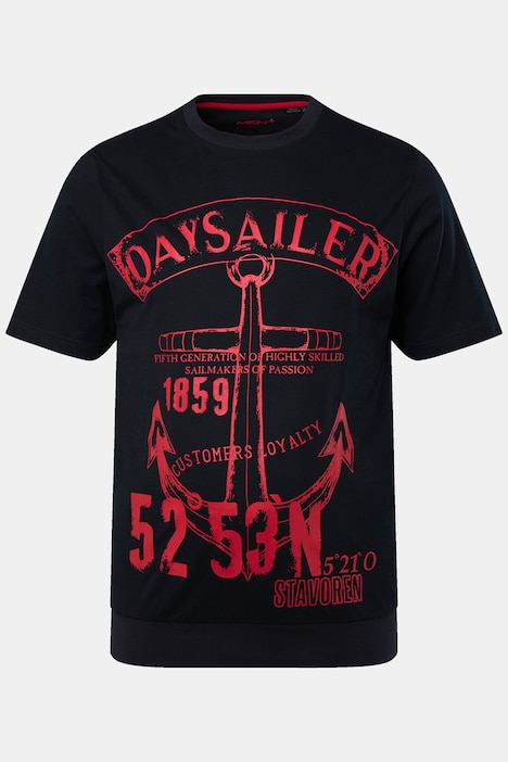 Men+ T-Shirt, Halbarm, Bauchfit, Frontdruck, bis 84/86