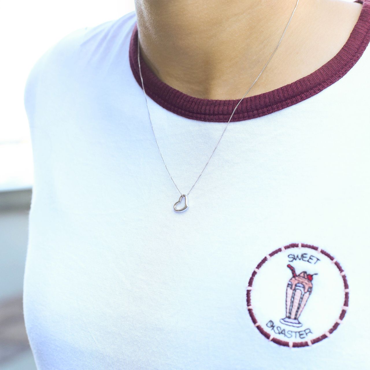 9 Karaat ketting met hanger open hart wit